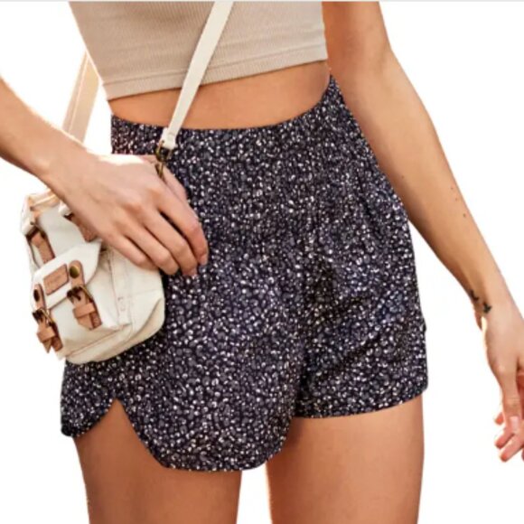 Free People Shorts Womens Small Black Leopard The Way Home FP Movement Active - Picture 1 of 16